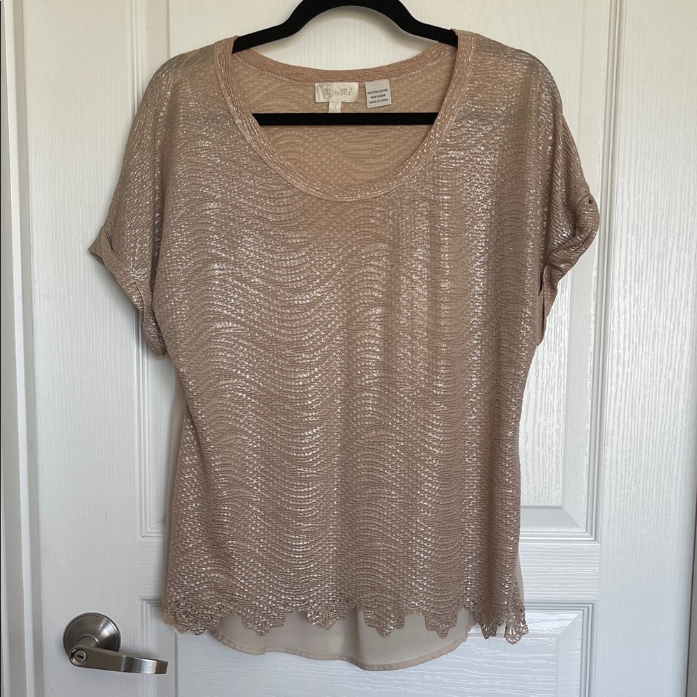 Miss Me Shimmering Beige Blouse